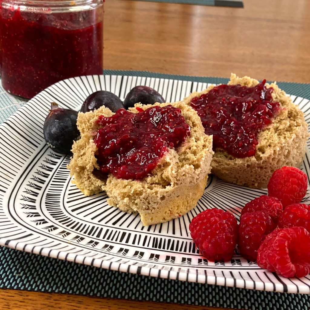 SCD raspberry fig jam on muffin