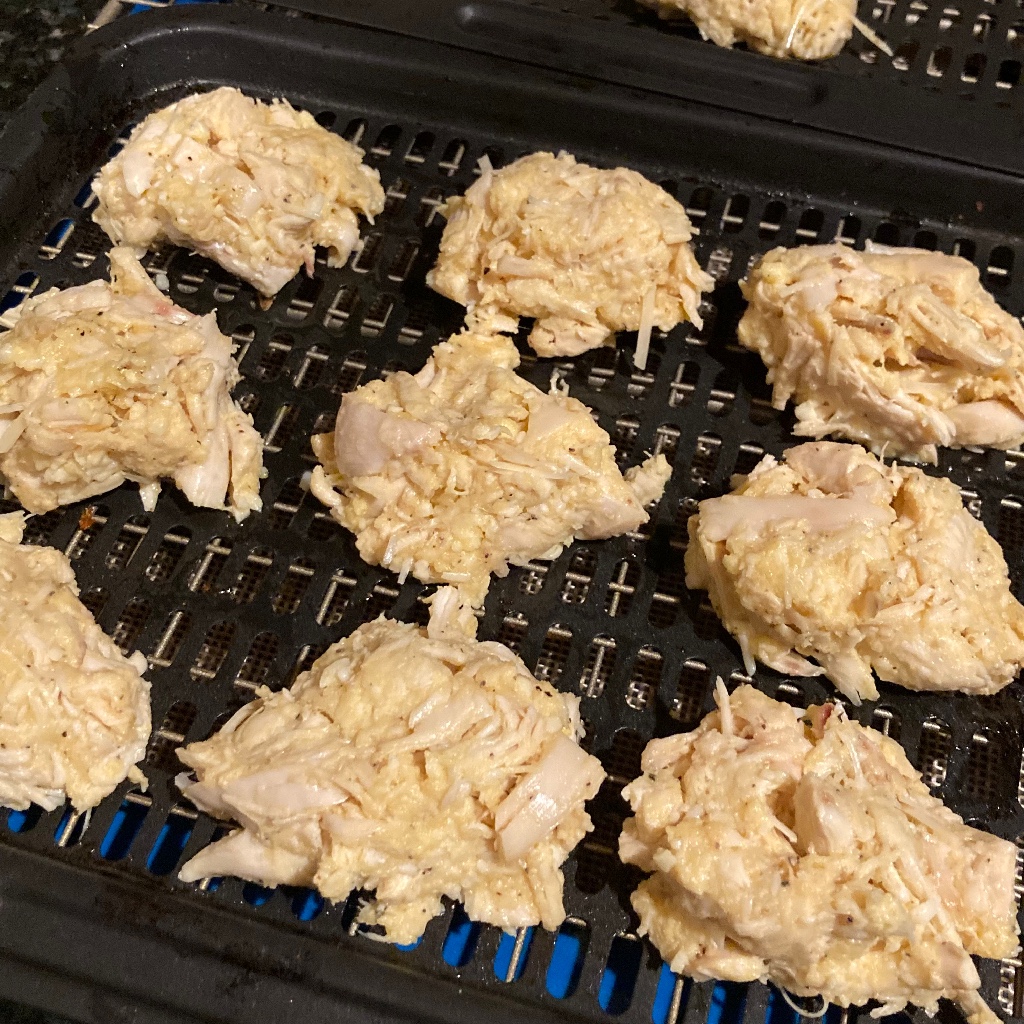 Nuggets on air fryer tray