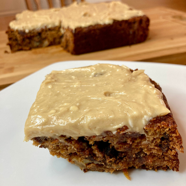 SCD Grain-Free Carrot Cake frosted with Creamy Cashew Butter Frosting