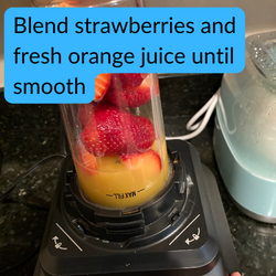Blend strawberries and fresh orange juice until smooth