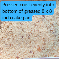 Pressed crust evenly into bottom of greased 9 x 9 inch cake pan