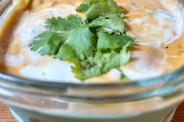 SCD Yogurt Queso with creamy cilantro swirl